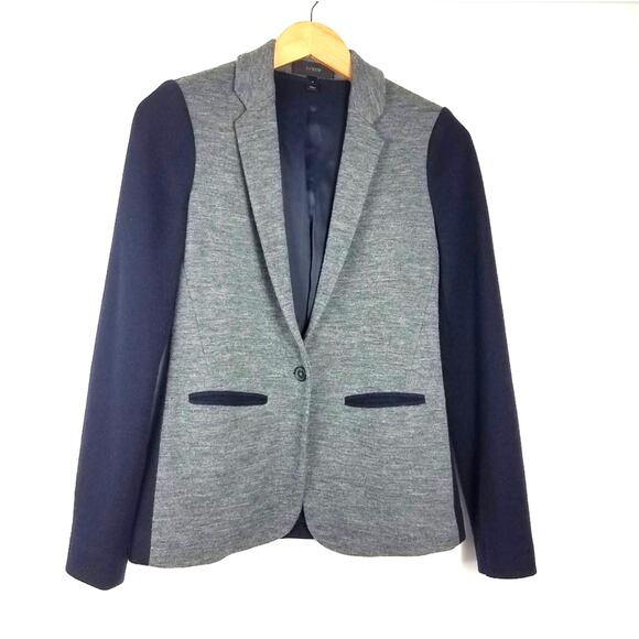 J. Crew | Wool Blend Blazer Grey & Navy Jacket 0 - Picture 1 of 7